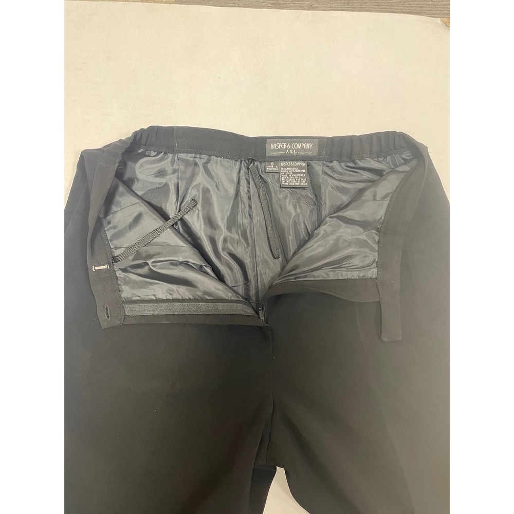 Kasper & Company ASL Black Pleated Dress Pants High Waist Straight Leg Size 8 - Picture 10 of 16